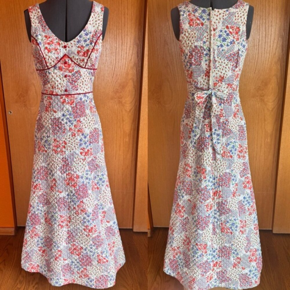 Vintage Nancy B. Quilted Maxi Dress
